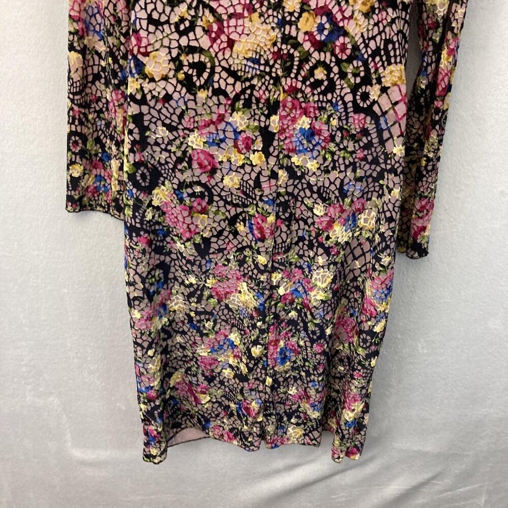 Petit Pois Viviana G Velvet Burnout Dress Womens Size XL Black Pink Lightweight - Picture 13 of 14